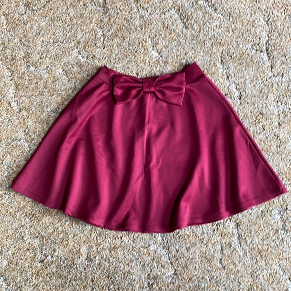 Charlotte Russe Burgundy Bow skater skirt